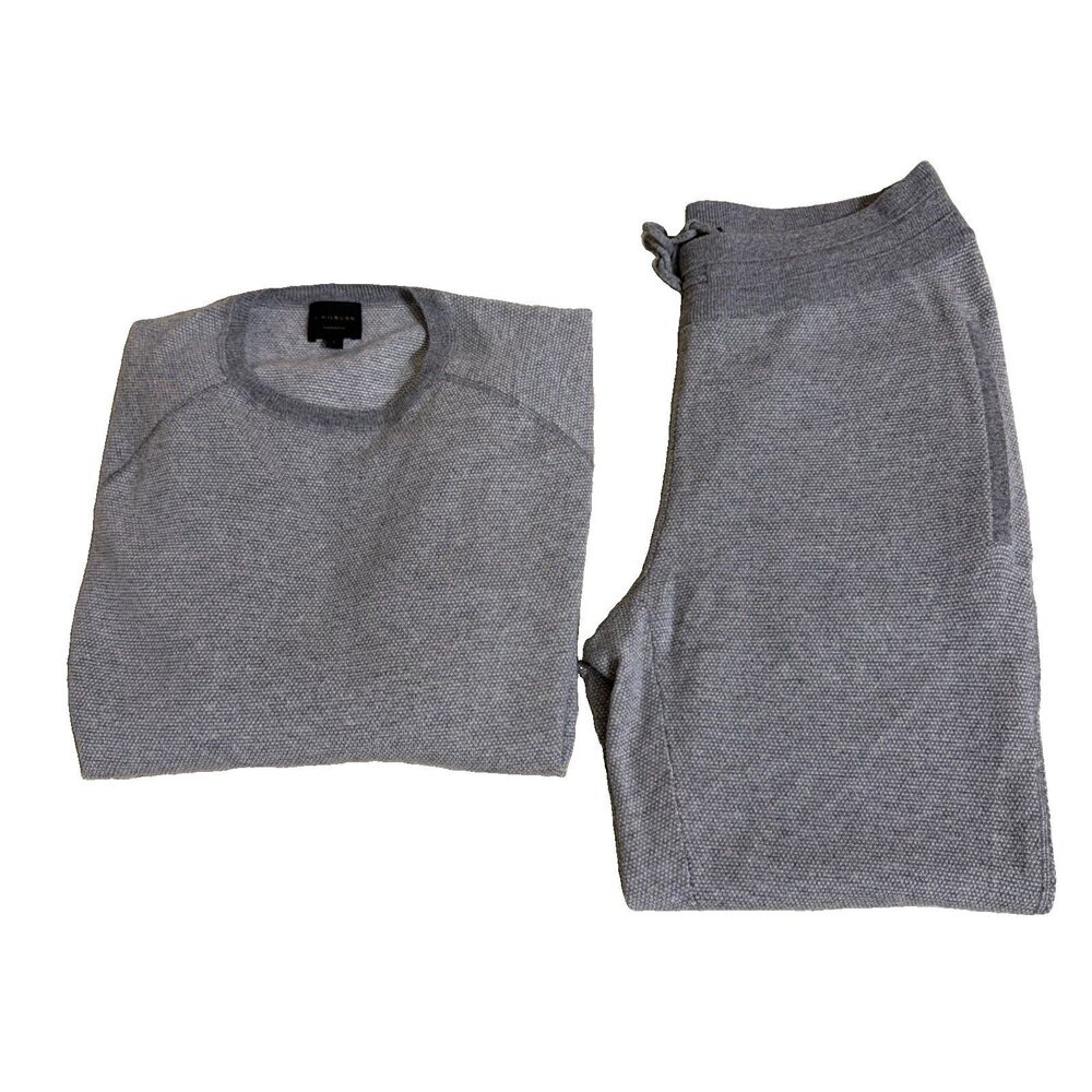 J. Hillburn Crewneck Sweatshirt & Jogger Set Men’s L 100% Cashmere Gray Winter